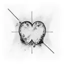 number 9 with a semi colon that looks like it's melting done by Coldheart. Make it all blend with a heart no color black tattoo design idea