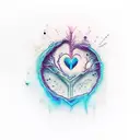 number 9 with a semi colon that looks like it's melting done by Coldheart. Make it all blend with a heart no color black tattoo design idea