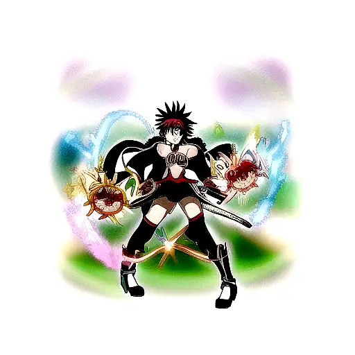 highschool dxd and black clover sleeve tattoo design idea