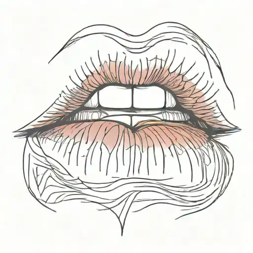 Lips outline red tattoo design idea
