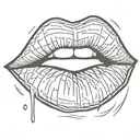 Lips outline red tattoo design idea