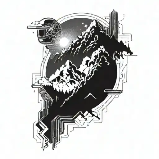 I want a mountain with a person climbing it tattoo design idea