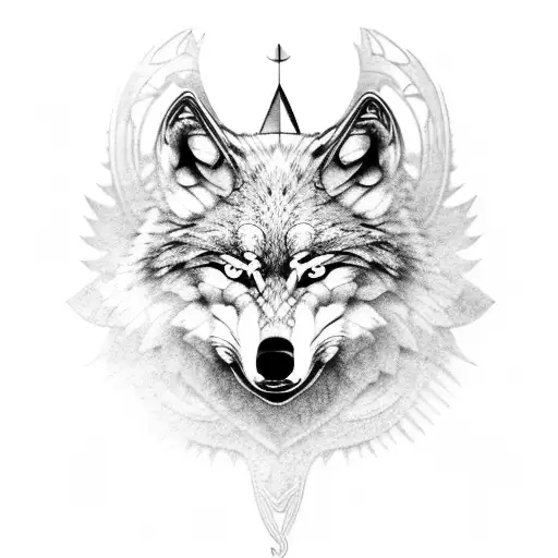 wolf raven viking compass tattoo design idea