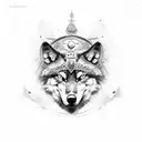 wolf raven viking compass tattoo design idea