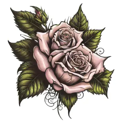 rose and weed on chest  tattoo design idea