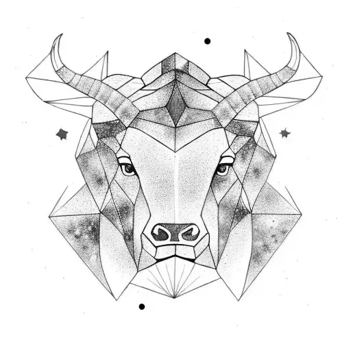 Taurus bull face half and half face galaxy  tattoo design idea
