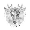Taurus bull face half and half face galaxy  tattoo design idea