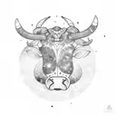 Taurus bull face half and half face galaxy  tattoo design idea