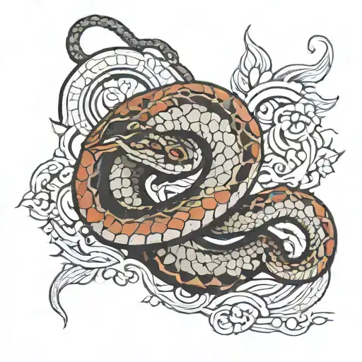 water snake coiled around a tent peg  tattoo design idea