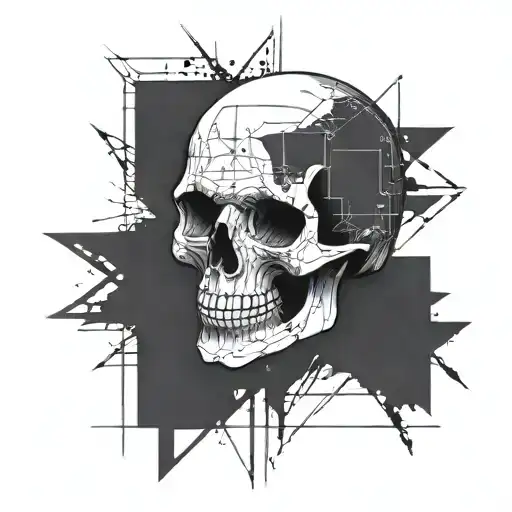 A punk rock skull with equations and formulas incorporated into the design tattoo design idea