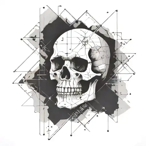 A punk rock skull with equations and formulas incorporated into the design tattoo design idea