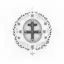 A dotwork representation of a family tree with subtle references to the catholic church tattoo design idea