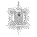 A dotwork representation of a family tree with subtle references to the catholic church tattoo design idea