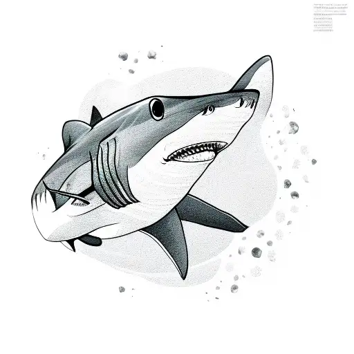 Peaceful shark with irregular lines around it tattoo design idea