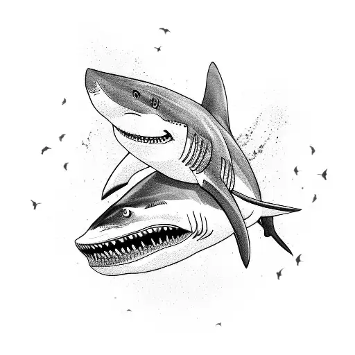 Peaceful shark with irregular lines around it tattoo design idea