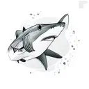 Peaceful shark with irregular lines around it tattoo design idea