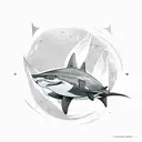 Peaceful shark with irregular lines around it tattoo design idea