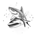 Peaceful shark with irregular lines around it tattoo design idea