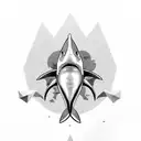 Peaceful shark with irregular lines around it tattoo design idea