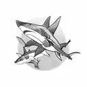 Peaceful shark with irregular lines around it tattoo design idea