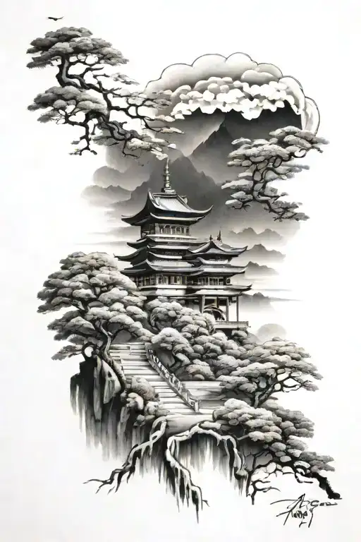Japanese landscape,  Paris , London, my kids tattoo design idea