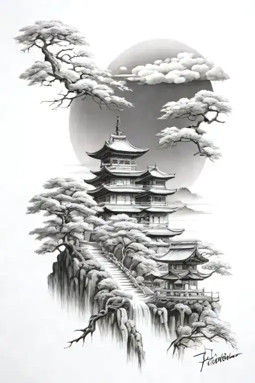 Japanese landscape,  Paris , London, my kids tattoo design idea