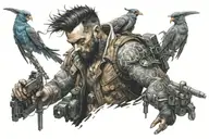 Gaming characters exploring tattoo design idea