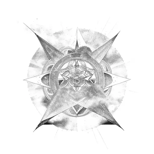 A celestial scene with a prism and rainbow colors tattoo design idea