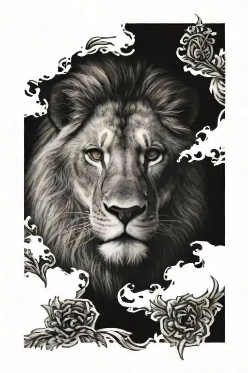 Lion, Cross, Eye tattoo design idea