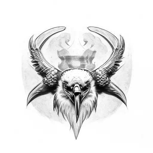 front raven head,viking,detail tattoo design idea