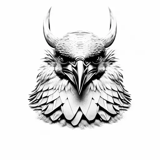 front raven head,viking,detail tattoo design idea