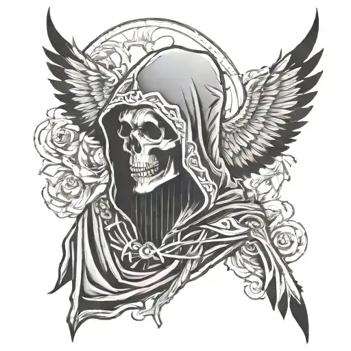 Grim Reaper Sacred Heart raven tattoo design idea