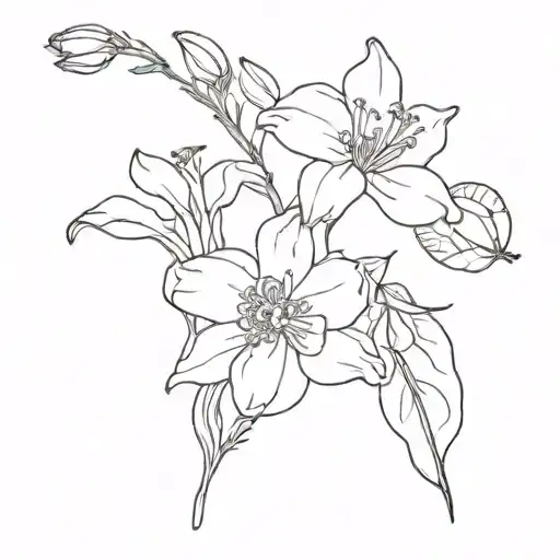 columbine flower and Hawthorne flower tattoo design idea