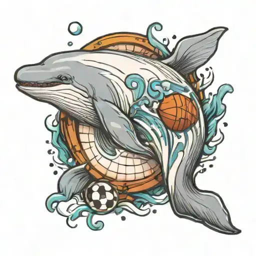 beluga whale with a football tattoo design idea