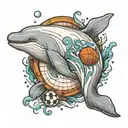 beluga whale with a football tattoo design idea