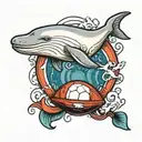 beluga whale with a football tattoo design idea