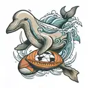 beluga whale with a football tattoo design idea