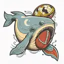 beluga whale with a football tattoo design idea