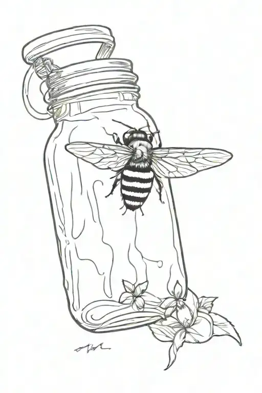 fly drowning in a jar of honey jar honey tattoo design idea