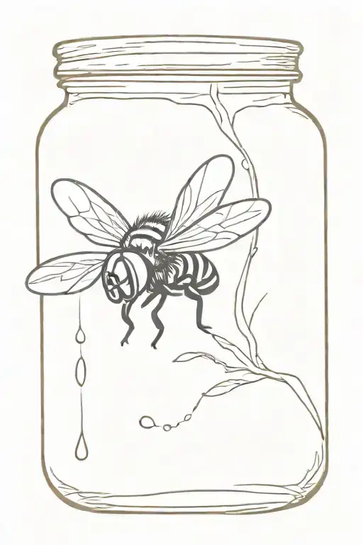 fly drowning in a jar of honey tattoo design idea