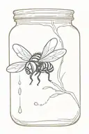 fly drowning in a jar of honey tattoo design idea