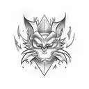 half Evil half good cartoon tattoo design idea