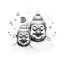 evil fat buddha tattoo design idea