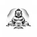 evil fat buddha tattoo design idea