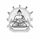 evil fat buddha tattoo design idea