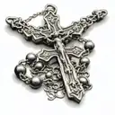 cross and rosary with the name antonio gomez tattoo design idea