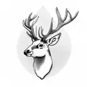 stag head with a robin and magpie on antlers tattoo design idea
