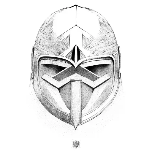 medieval helmet man tattoo design idea