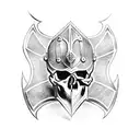 medieval helmet Armor skull tattoo design idea