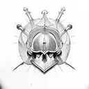 medieval helmet Armor skull tattoo design idea